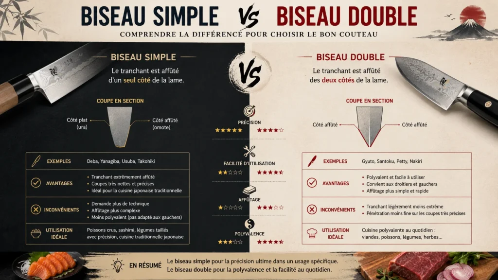 Biseau simple vs double