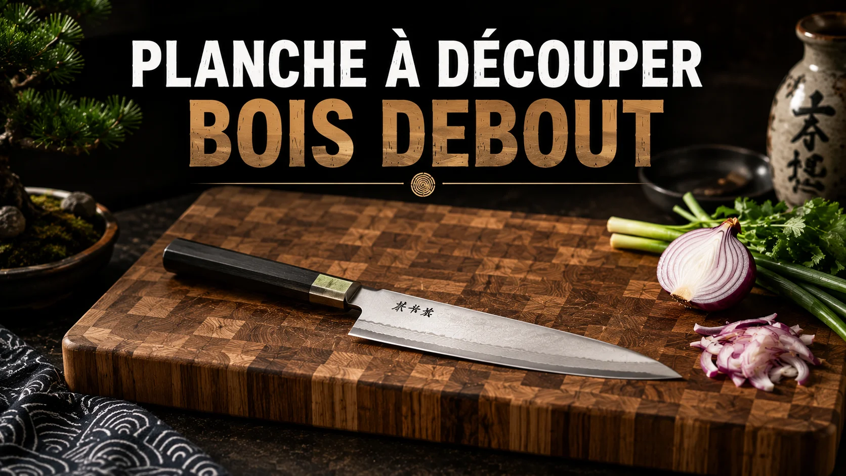 planche à découper bois debout